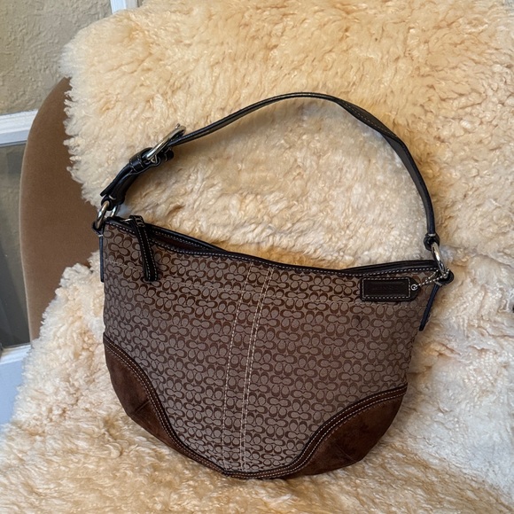 Y2K Coach Brown Signature Shoulder Bag - Picture 1 of 11